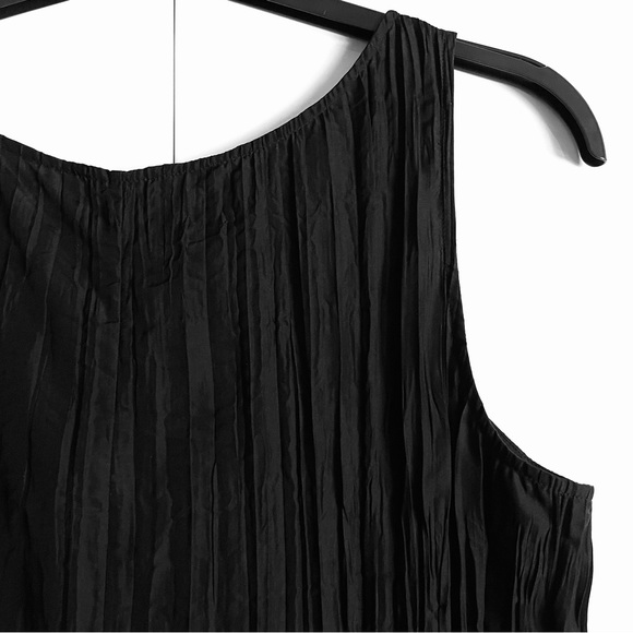 Eileen Fisher Crushed Silk V-Neck Midi Dress in Black Size S NWT - Picture 12 of 14